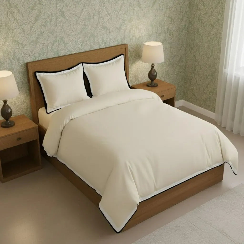 Black & White Border Frame Duvet Cover Set - Plush Fashion Hub