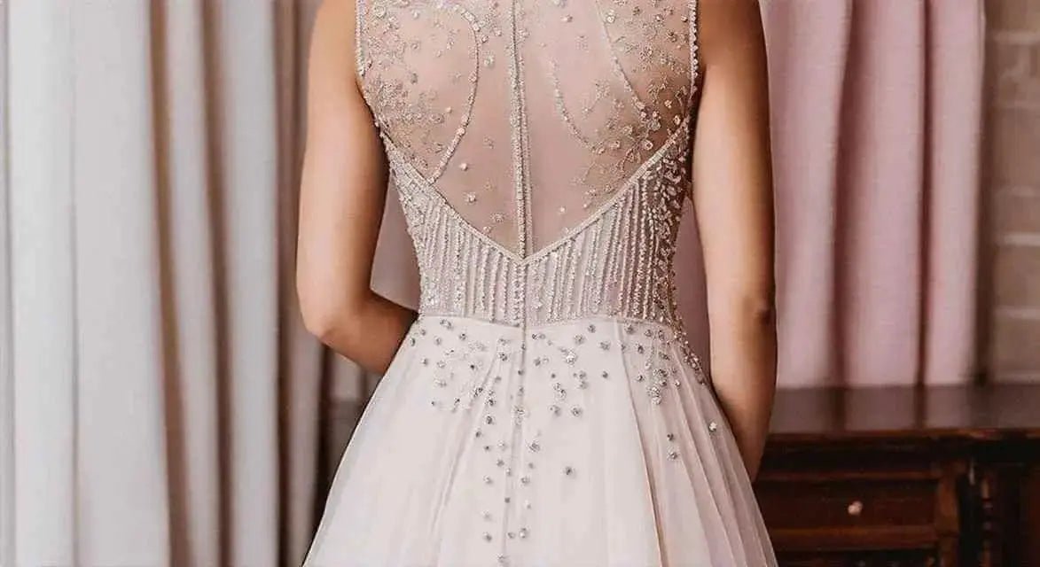 Stunning A-Line Dresses with Exquisite Beadwork and See-Through Necklines - Plush Fashion Hub