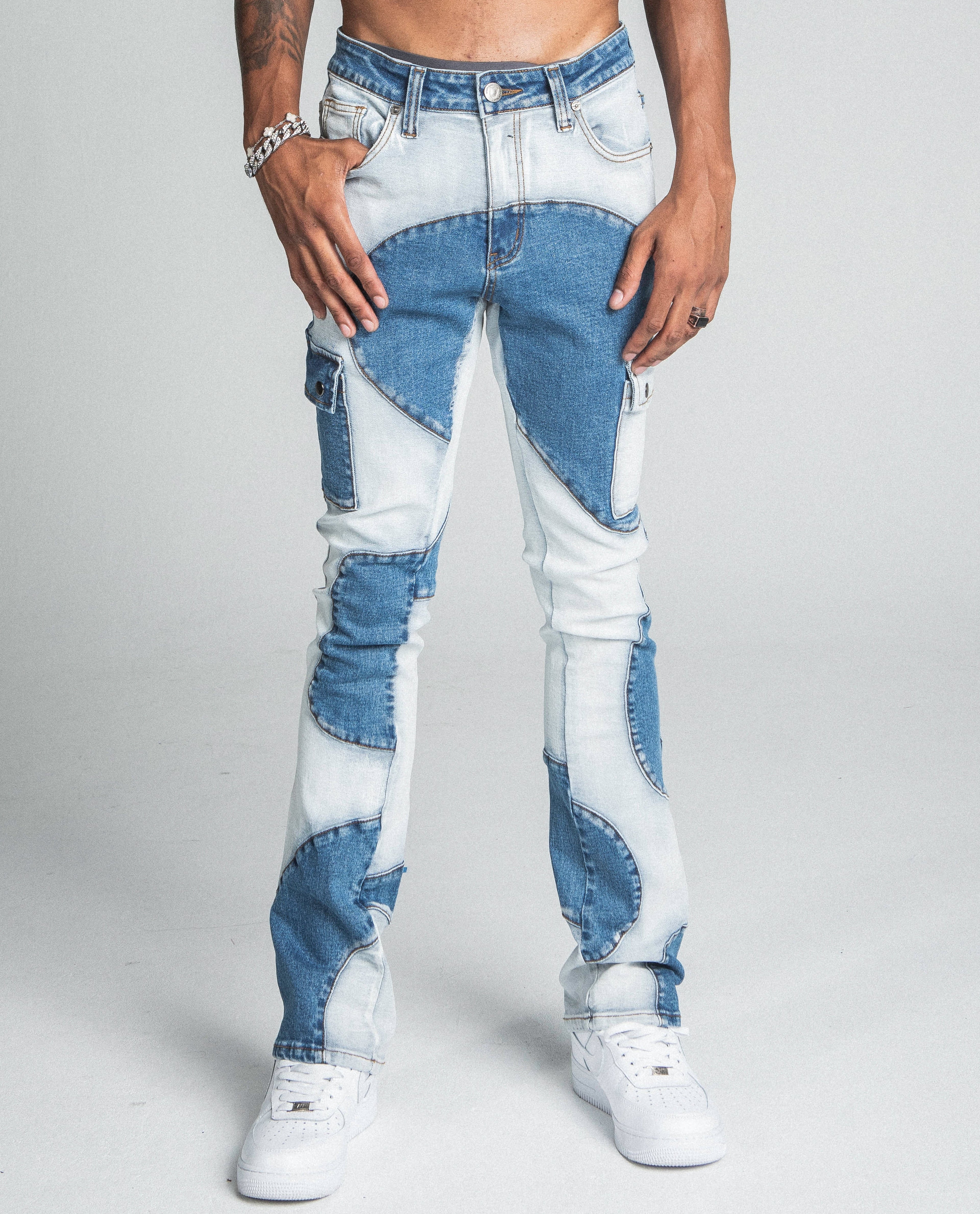 AJ40SK COLOR BLOCK STACKED JEANS ARMOR JEANS