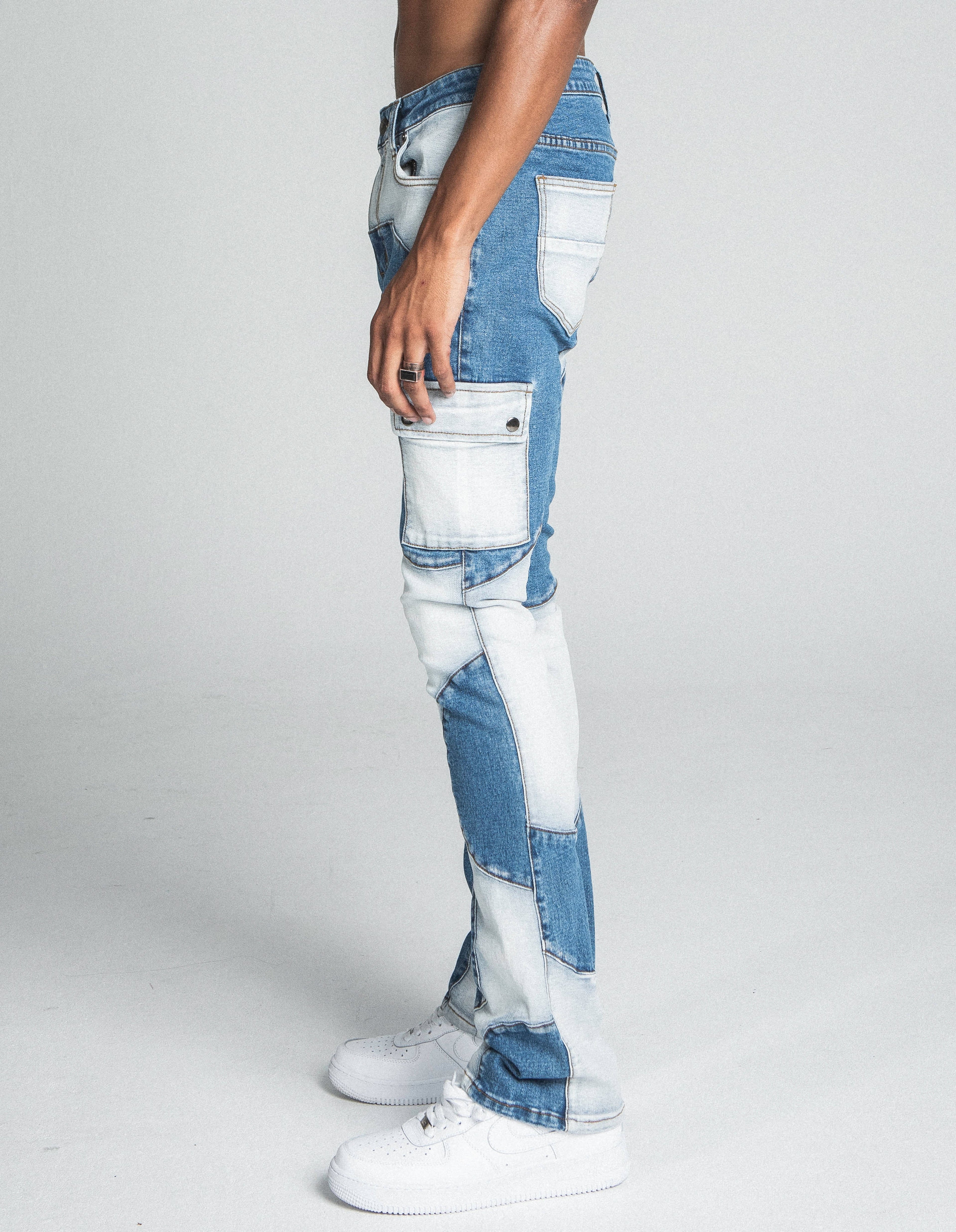 AJ40SK COLOR BLOCK STACKED JEANS ARMOR JEANS