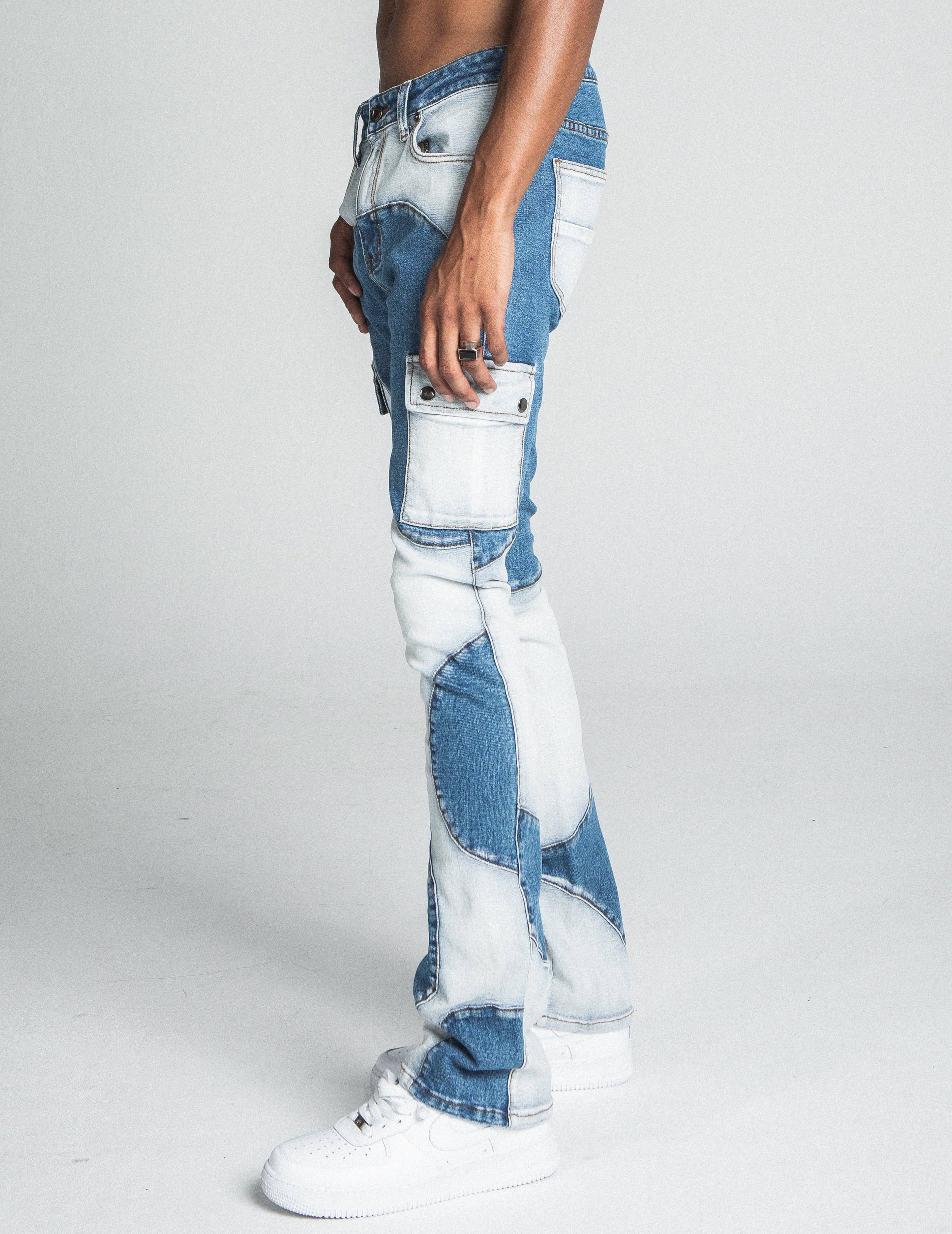 AJ40SK COLOR BLOCK STACKED JEANS ARMOR JEANS