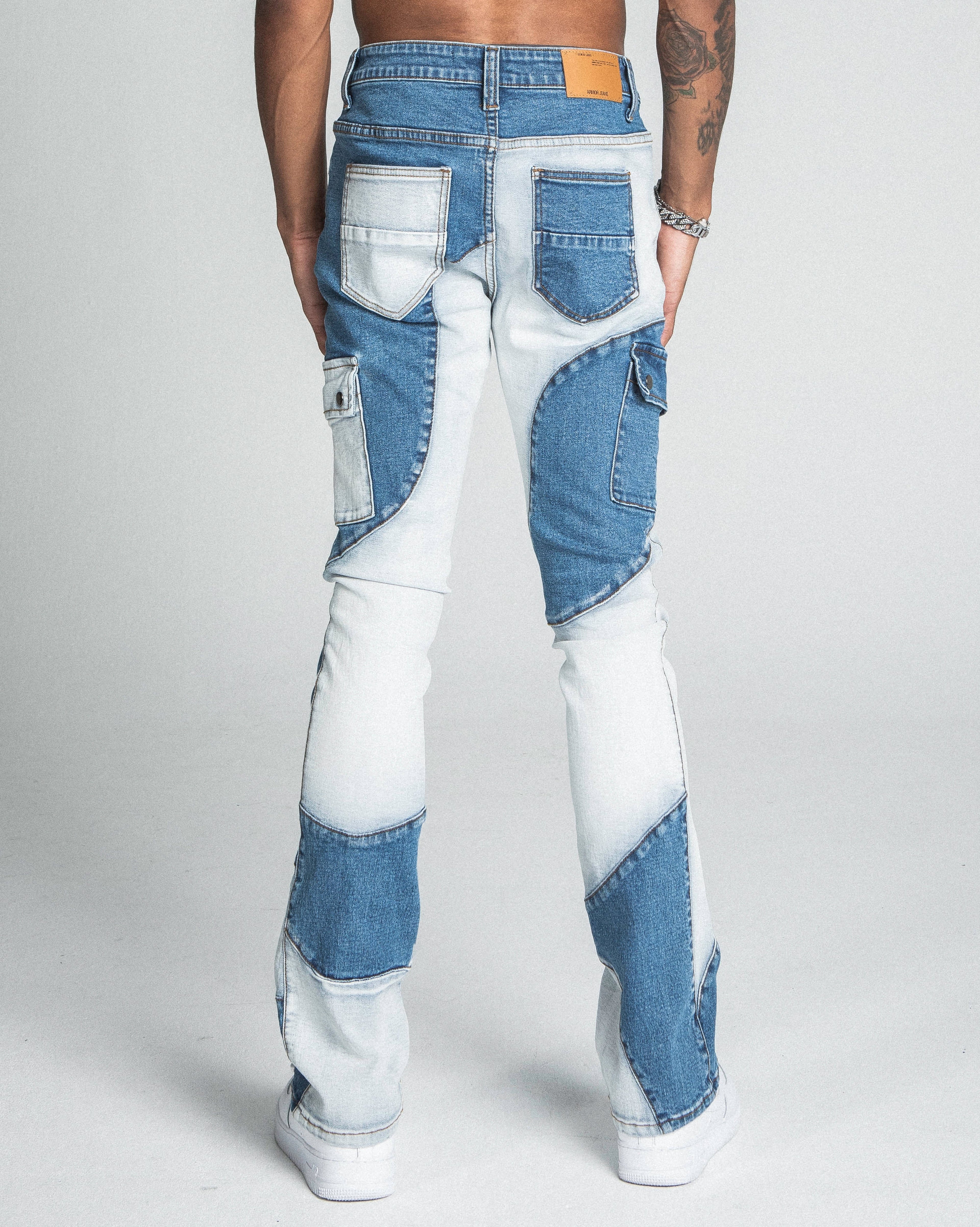 AJ40SK COLOR BLOCK STACKED JEANS ARMOR JEANS