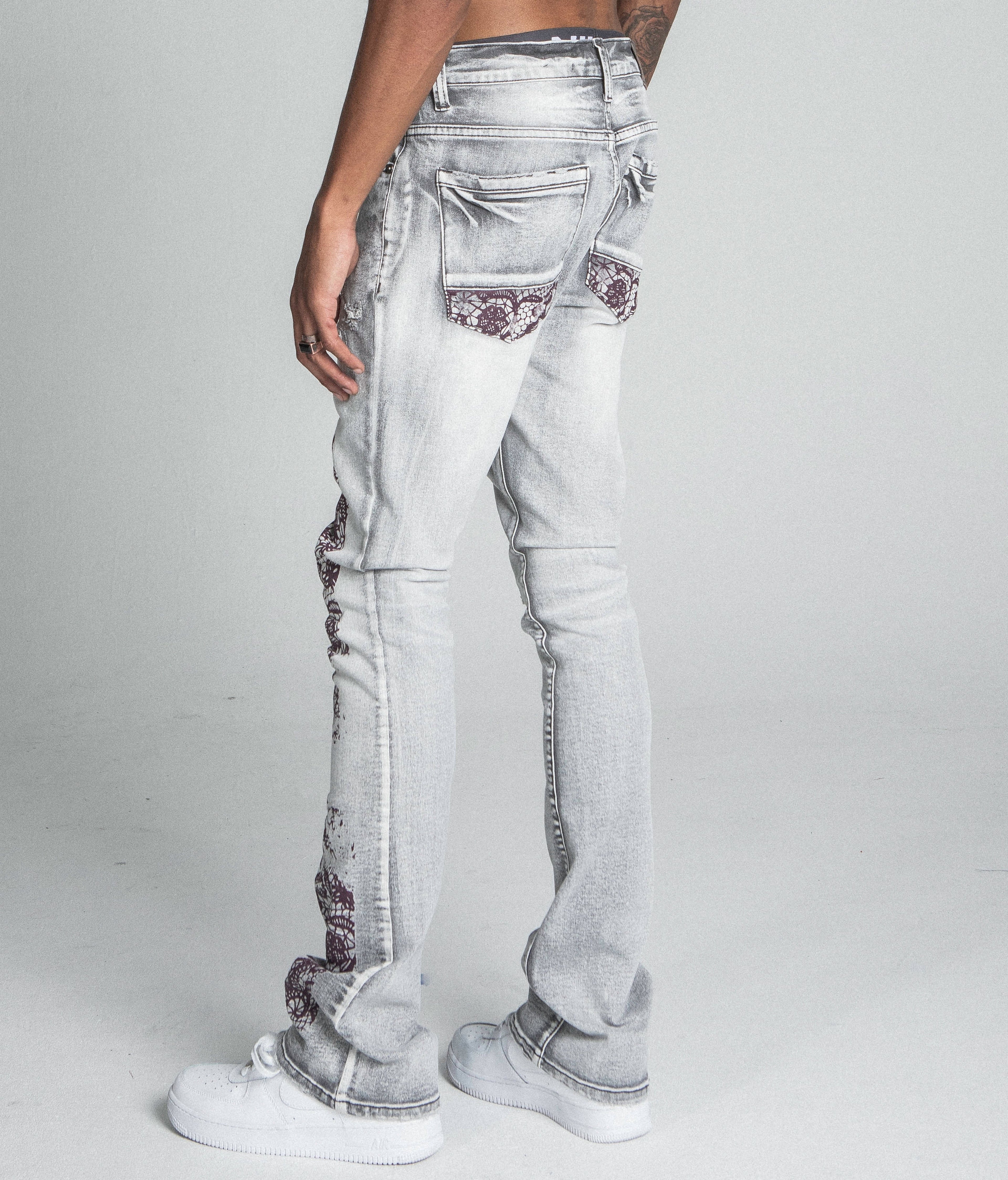 AJ27SK LACE FADED WASH STACKED JEANS ARMOR JEANS