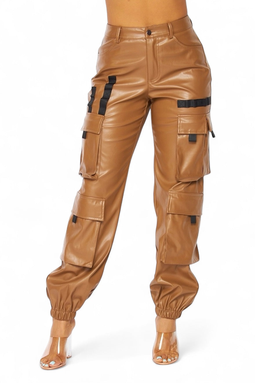 It's My Year Vegan Leather Cargo Jogger Pants