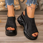 Open toe platform sandals by Plush Fashion Hub featuring chunky heels and stylish straps.