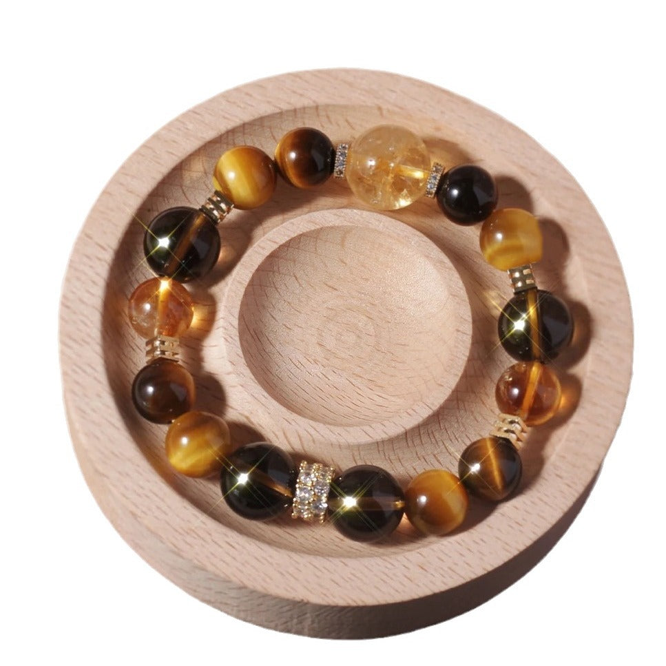 Natural Yellow Tower Crystal Gold Tiger Eye Stone Yellow Crystal Bracelet Plush Fashion Hub