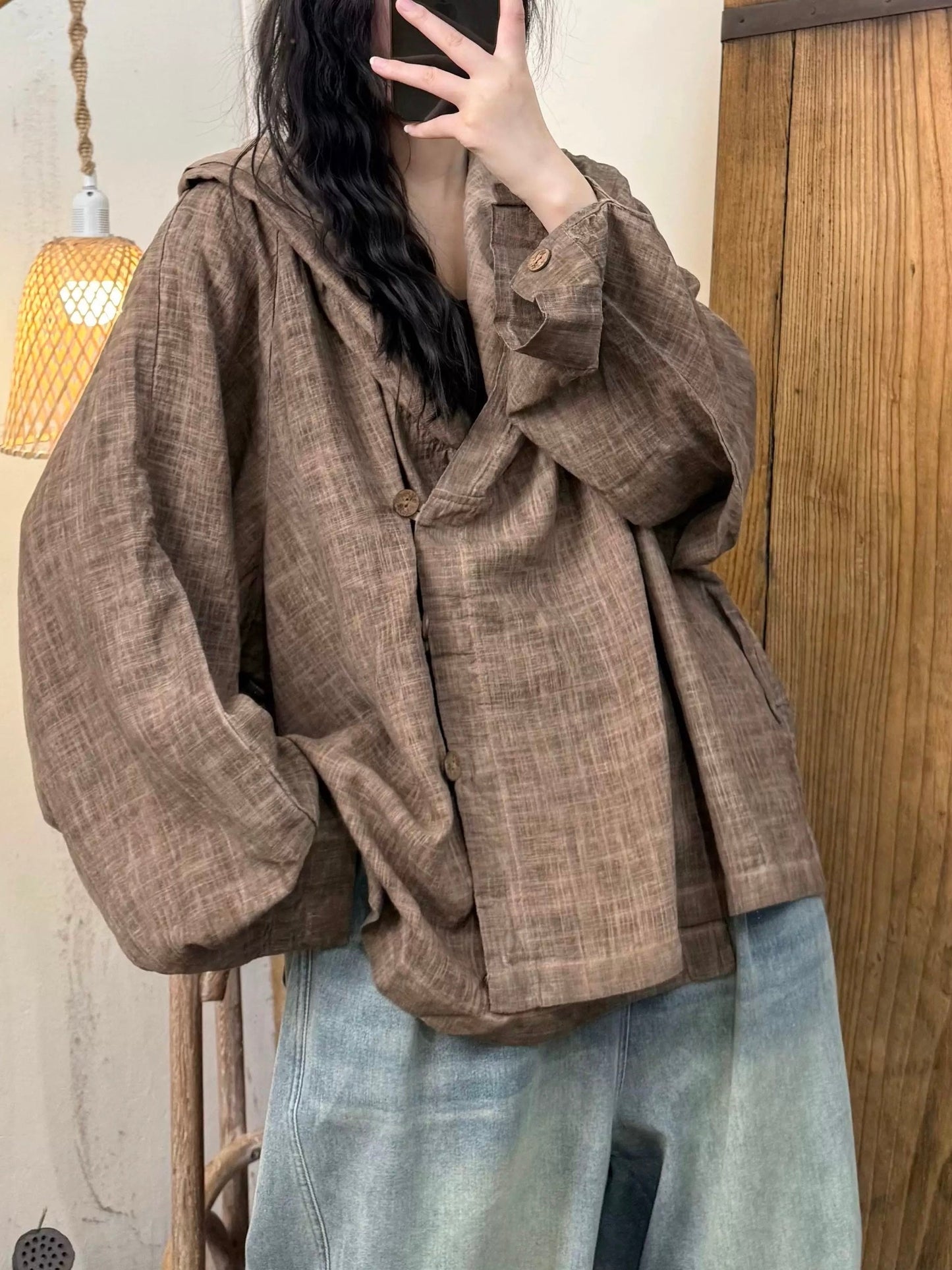 Vintage Distressed Couture Button-Down Jacket Plush Fashion Hub