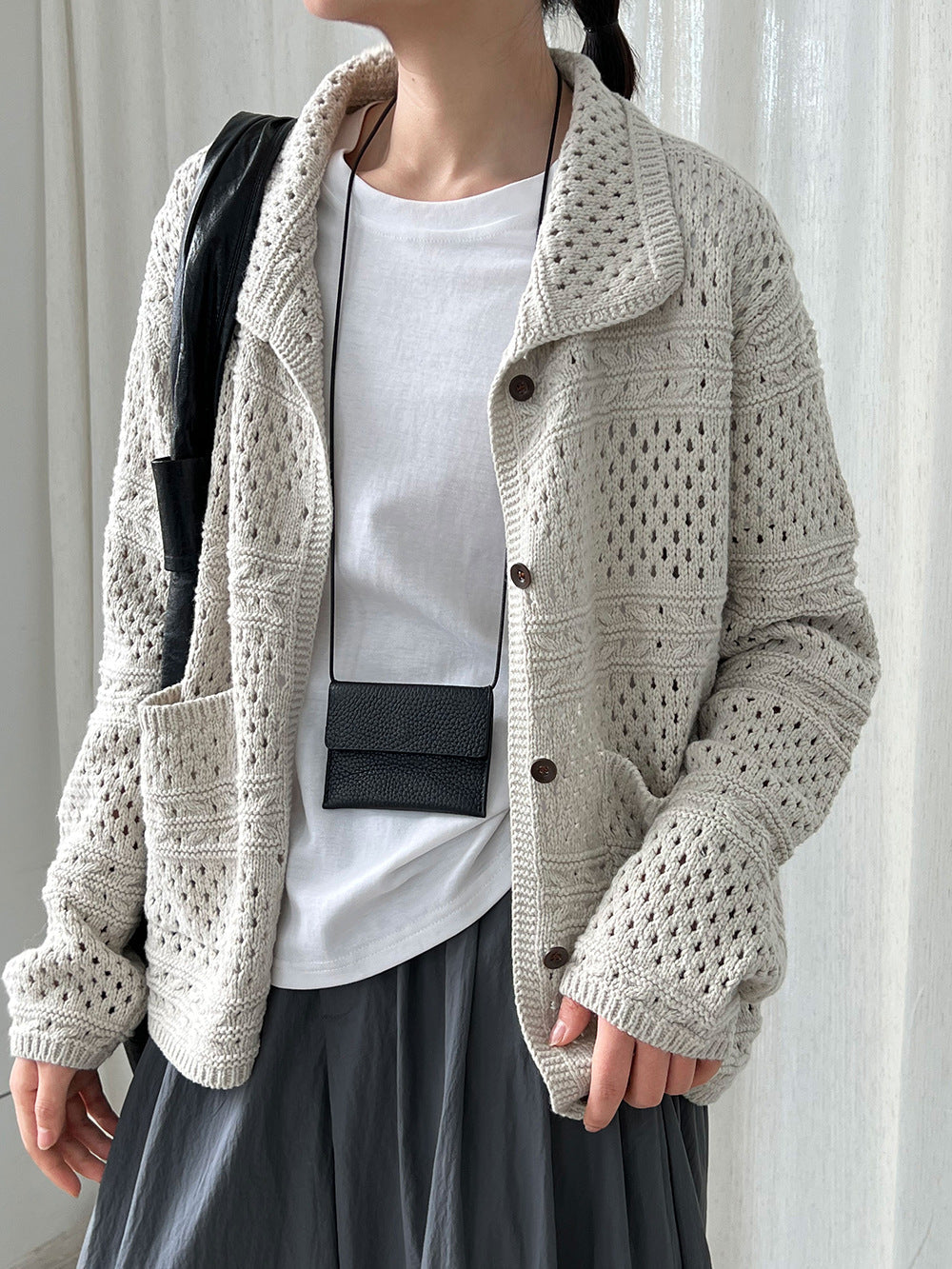 Vintage Crochet Hollow Knit Cardigan Plush Fashion Hub