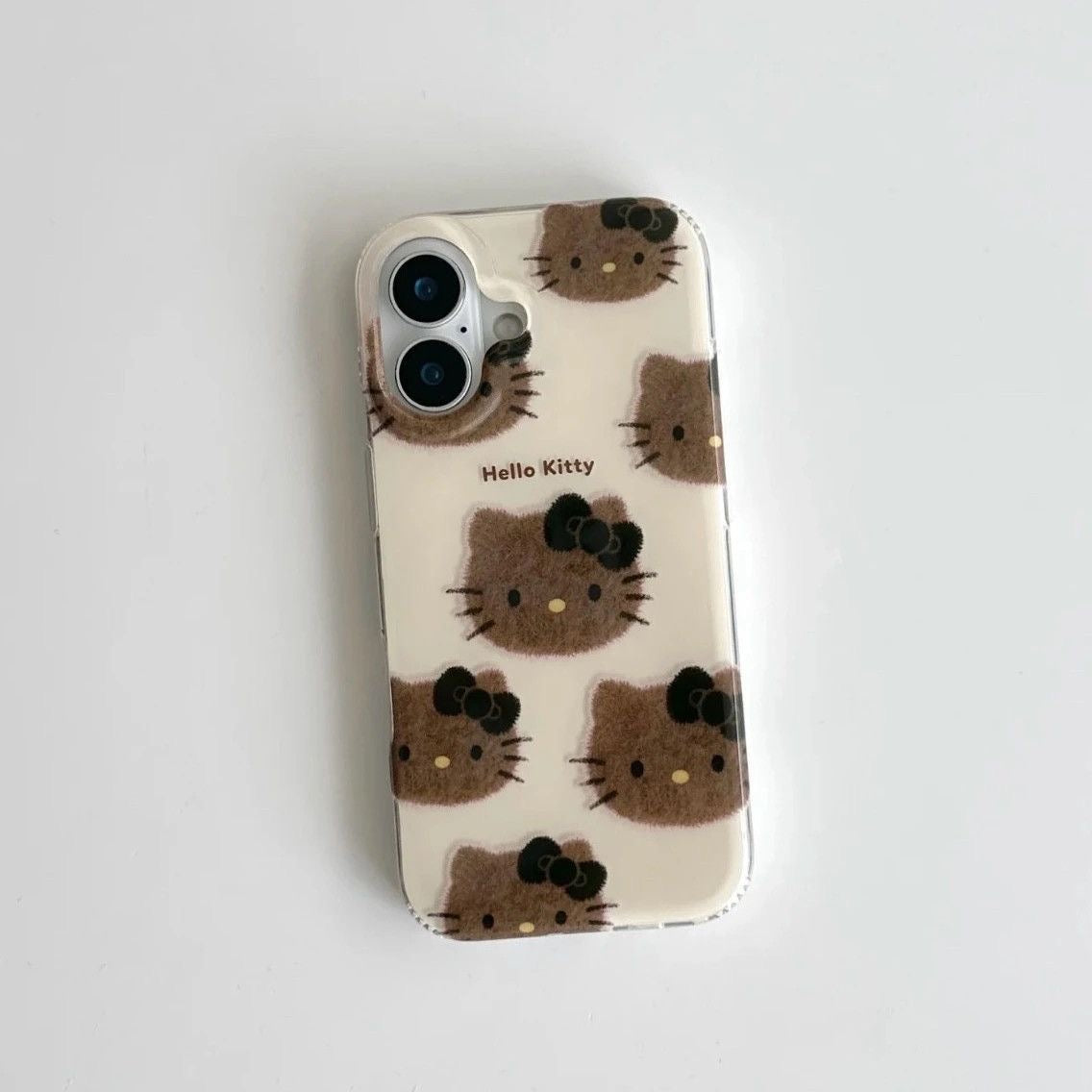Cute Cartoon Kitty Black Leather Phone Case Plush Fashion Hub