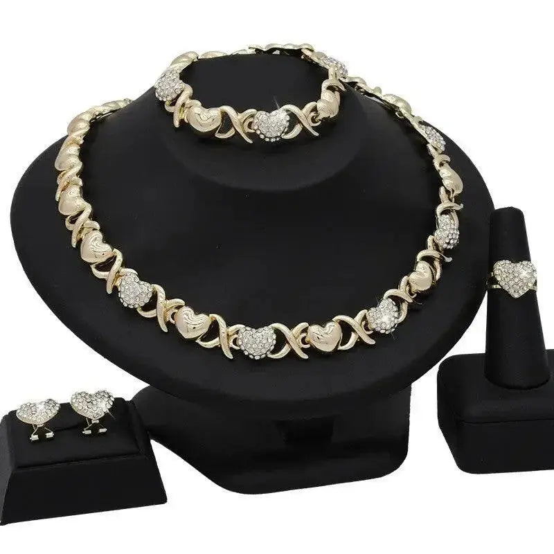 18K Gold Heart-Shaped Jewelry Suit - Plush Fashion Hub