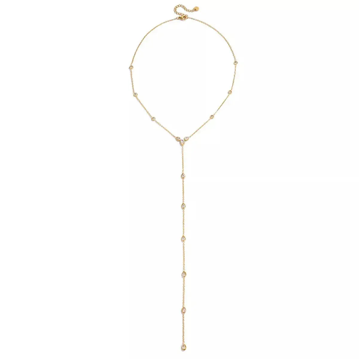 18K Gold-Plated Zircon Chain Necklace - Plush Fashion Hub