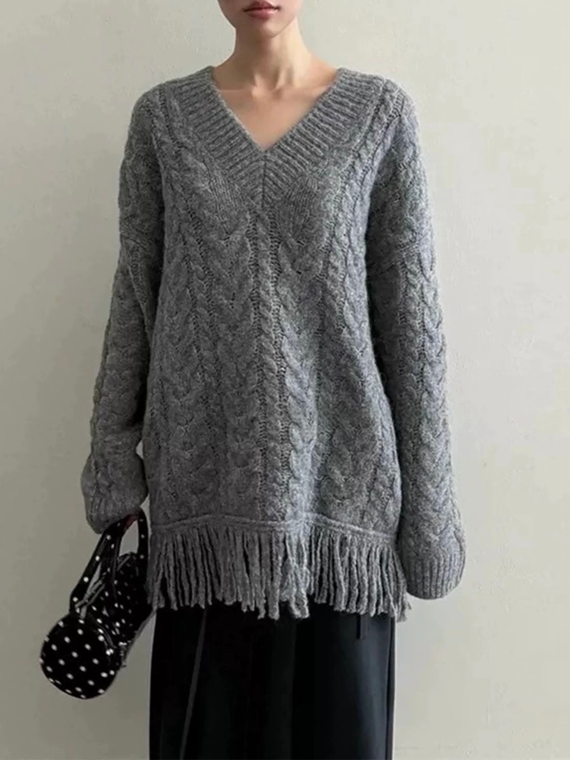 Cable Knit Dress With Tassels Plush Fashion Hub