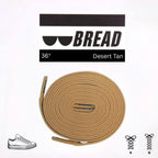 Desert tan elastic shoelaces by Bread, showing a close-up of the flexible, stretchable laces for athletic or casual shoes.