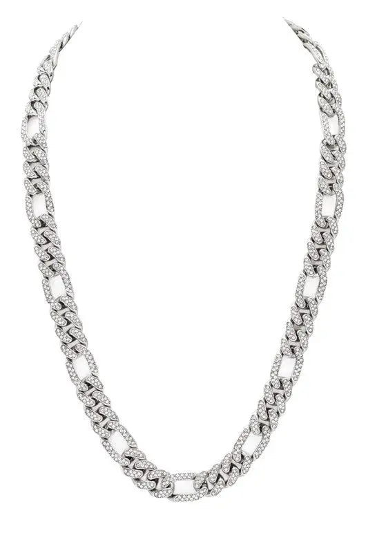 24 Inches Unisex Crystal Cuban Chain Necklace OyeraCharisma