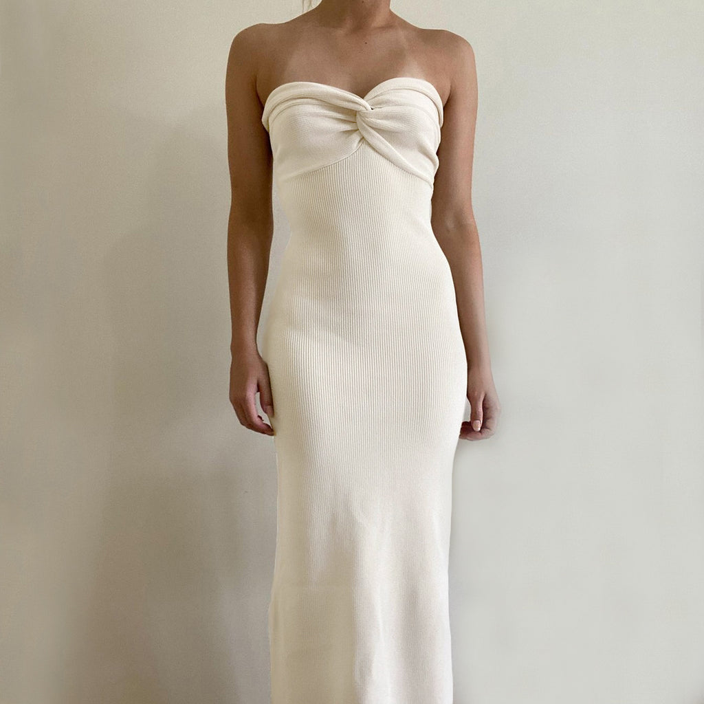 Women's Off-Shoulder Irregular Hem Knitted Maxi Dress