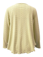 Elegant women's eyelet long sleeve blouse from Trendsi, featuring stretchy fabric, suitable for office or casual wear.