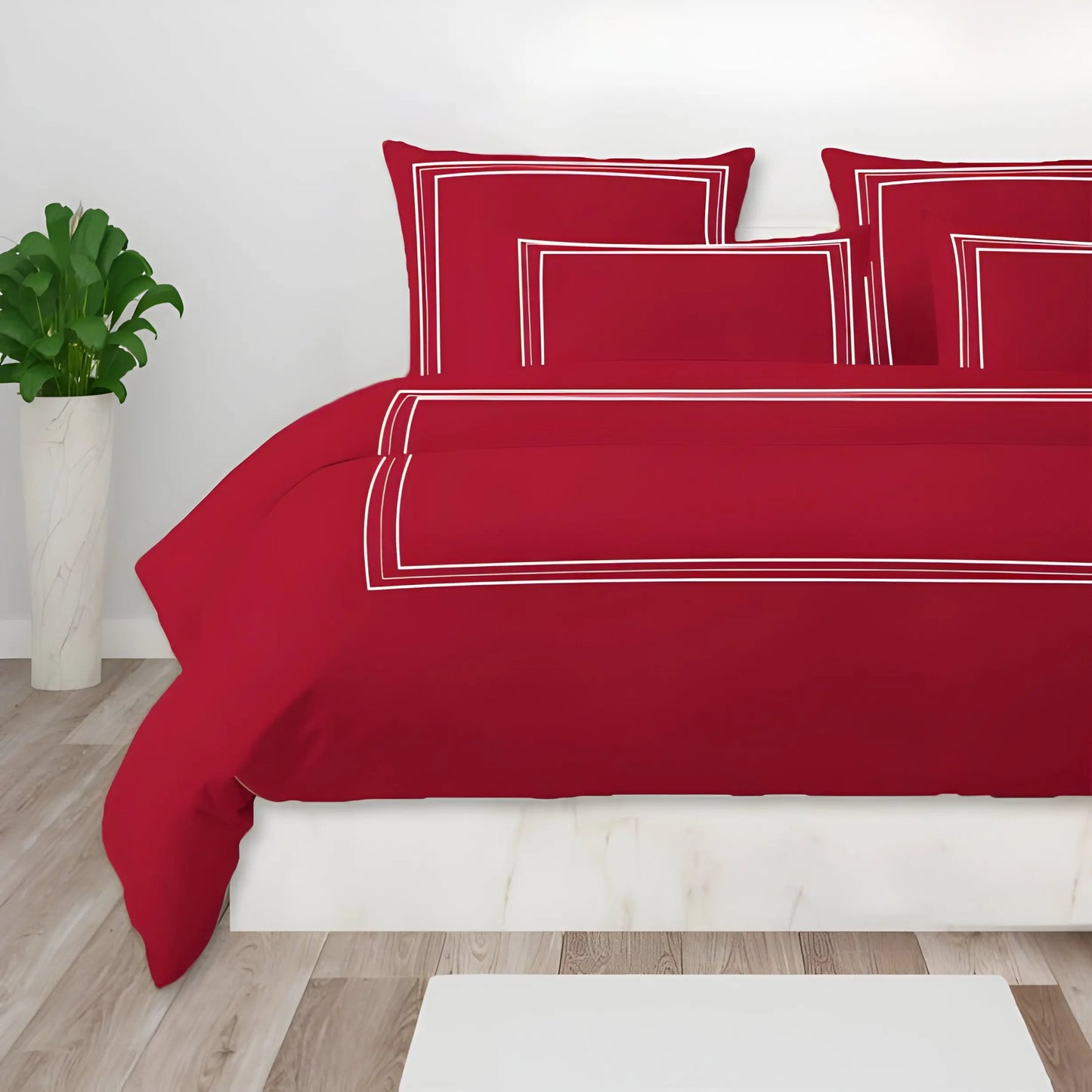 400TC Cotton Classic Luxurious Embroidery Sateen Solid Duvet Cover Set PushpLinen