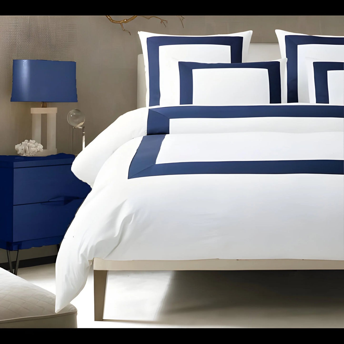 400TC Cotton Sateen Border Frame Duvet Cover Set PushpLinen