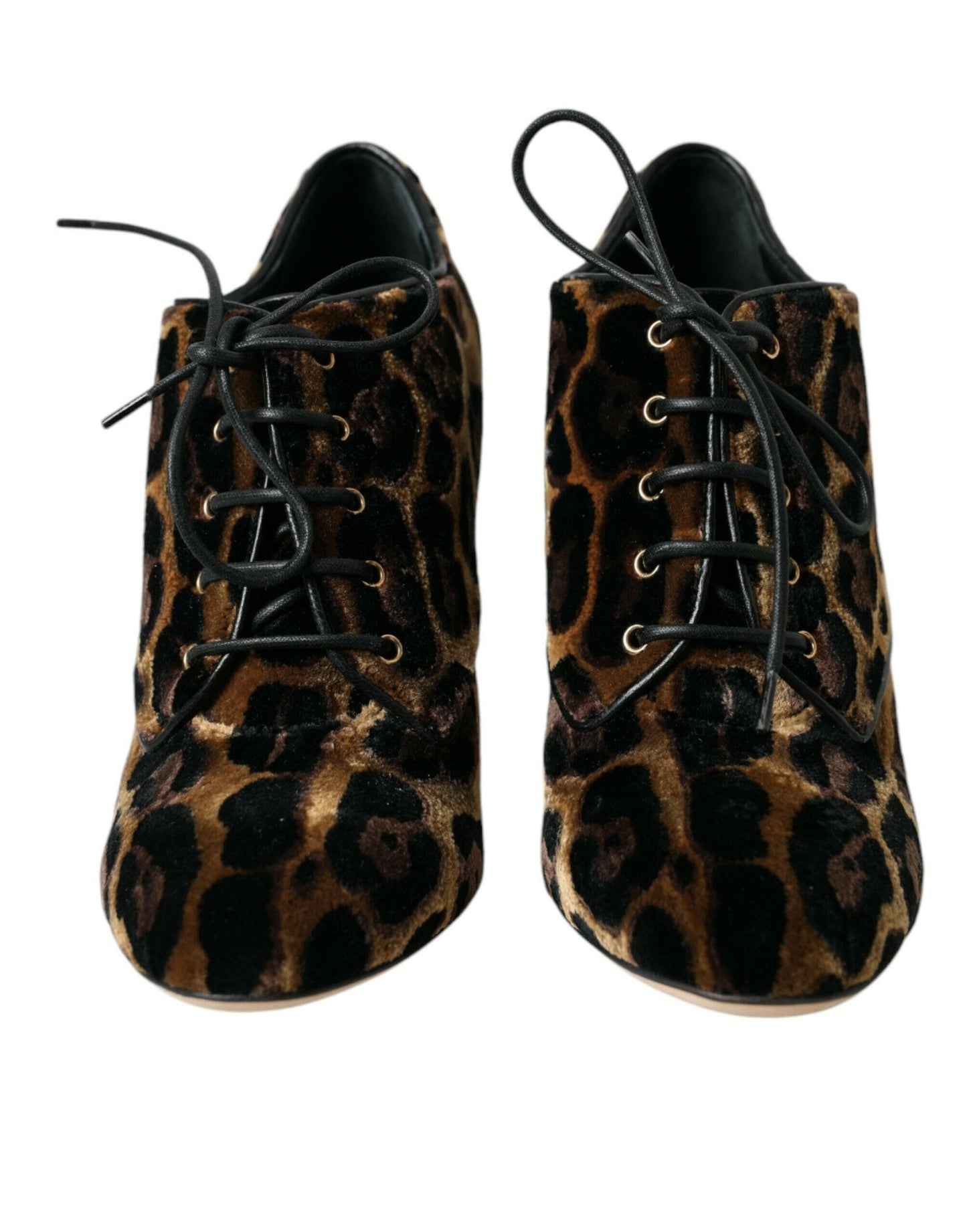 Dolce & Gabbana Brown Leopard Hair Lace Up Booties Shoes MaraFormigone