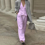 Women’s V‑Neck Button‑Front Vest & High‑Waist Pants Set