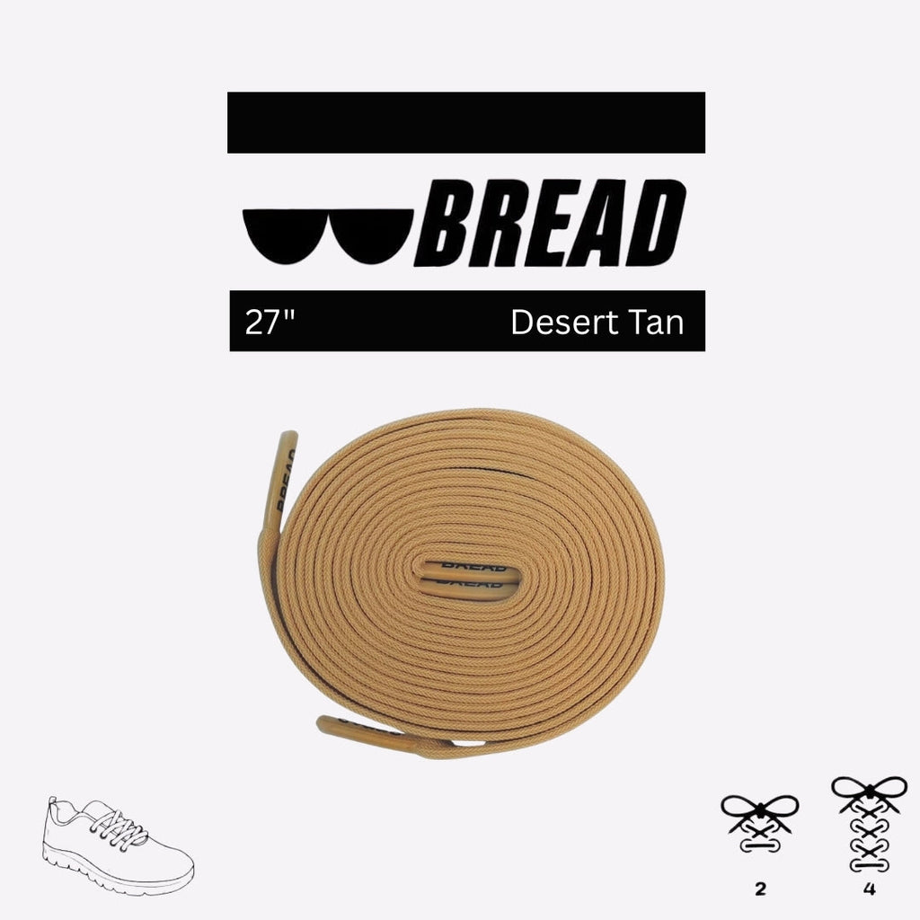 Desert Tan elastic shoelace by Bread, flexible and durable for comfortable sneaker or athletic shoe lacing.