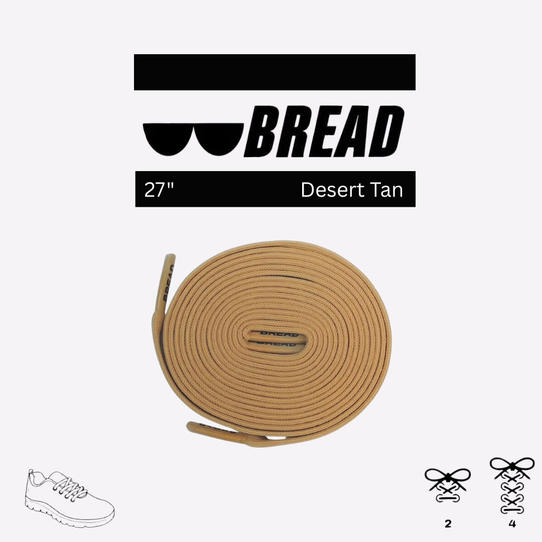 Desert Tan elastic shoelace by Bread, flexible and durable for comfortable sneaker or athletic shoe lacing.