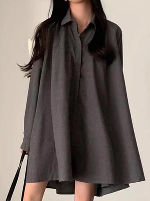 Loose A-line Laple Long Sleeve Shirt Plush Fashion Hub