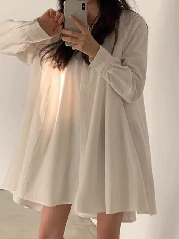 Loose A-line Laple Long Sleeve Shirt Plush Fashion Hub