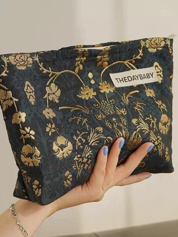 Vintage Embroidered Makeup Handbag Plush Fashion Hub