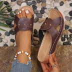 Open toe wedge sandals by Plush Fashion Hub featuring a stylish design with a comfortable wedge heel and open toe style.