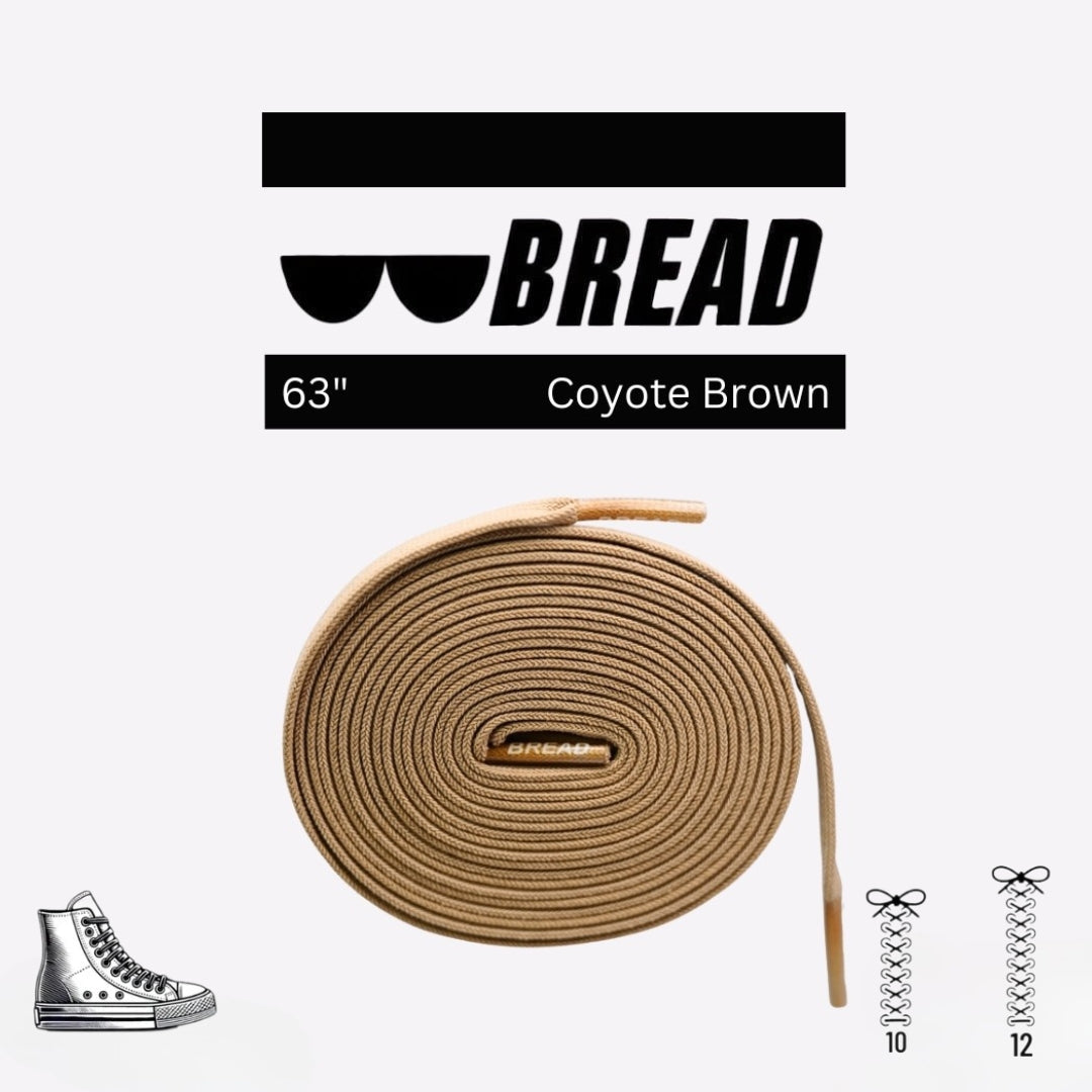 Coyote brown elastic shoelace by Bread, showcasing the stretchy, durable laces suitable for casual and athletic shoes.