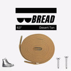 Desert tan elastic shoelaces by Bread, showing flexible, durable laces suitable for casual or athletic shoes.