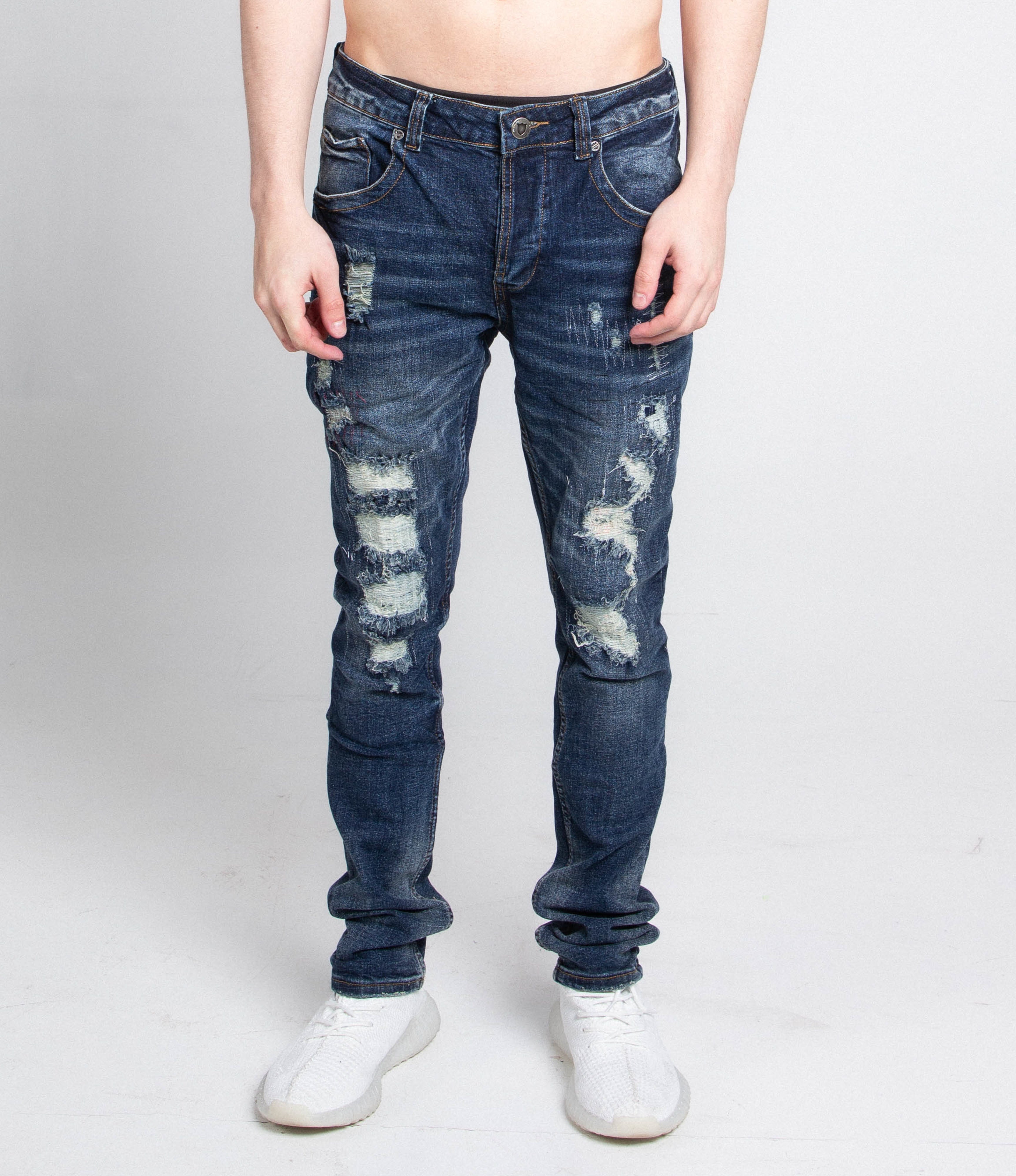 A403 SMALL RIPPED MID-RISE SKINNY JEANS ARMOR JEANS