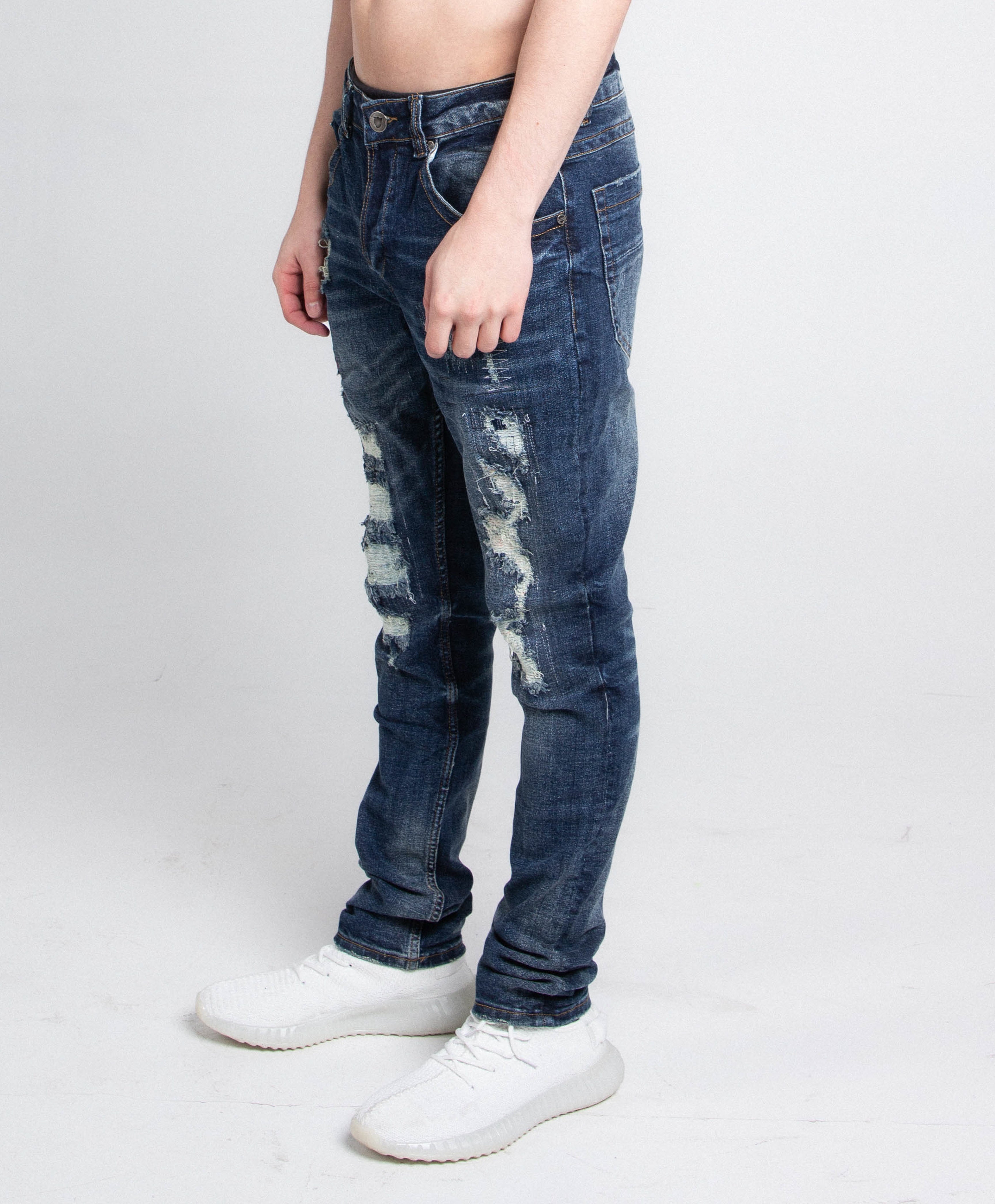 A403 SMALL RIPPED MID-RISE SKINNY JEANS ARMOR JEANS