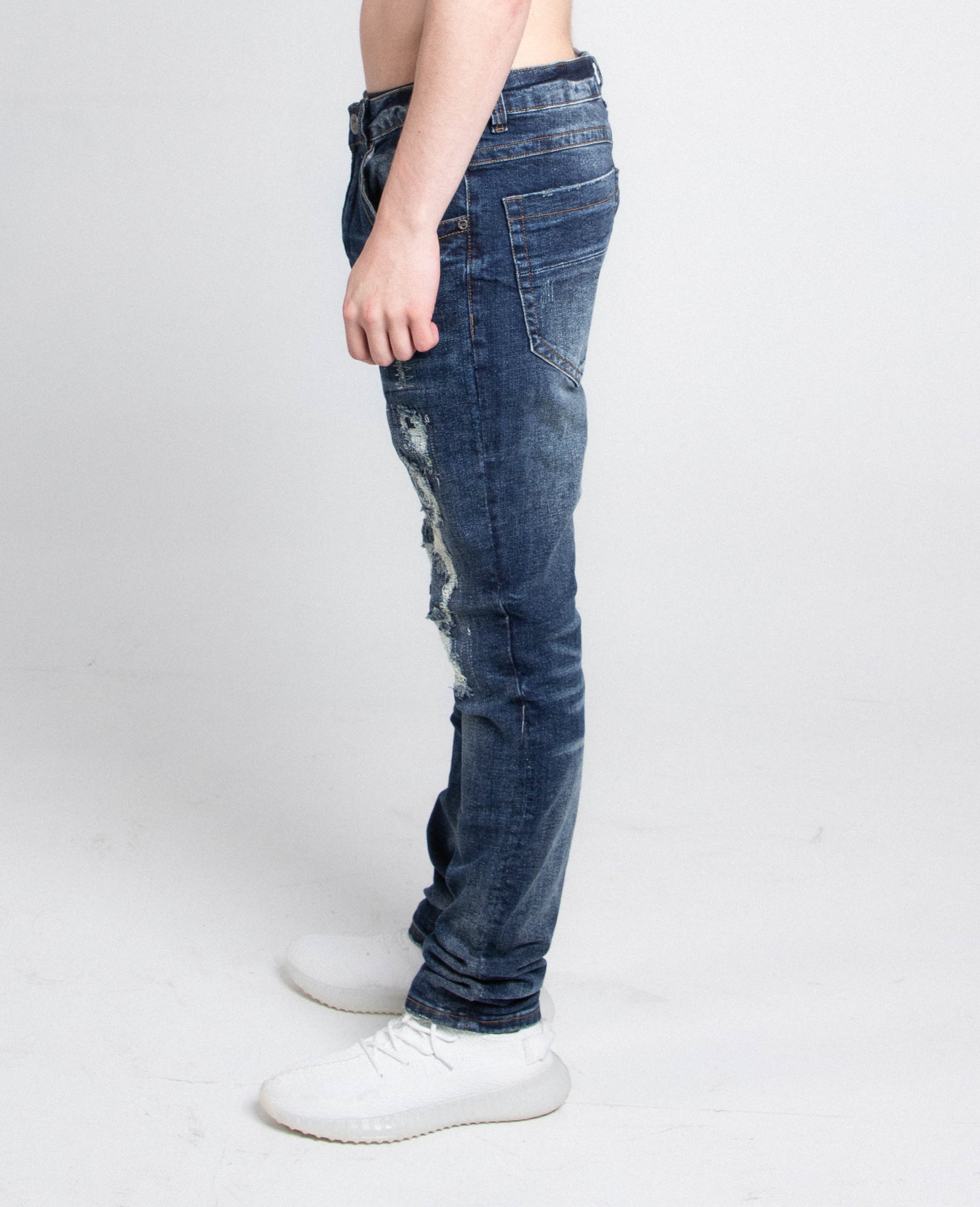 A403 SMALL RIPPED MID-RISE SKINNY JEANS ARMOR JEANS