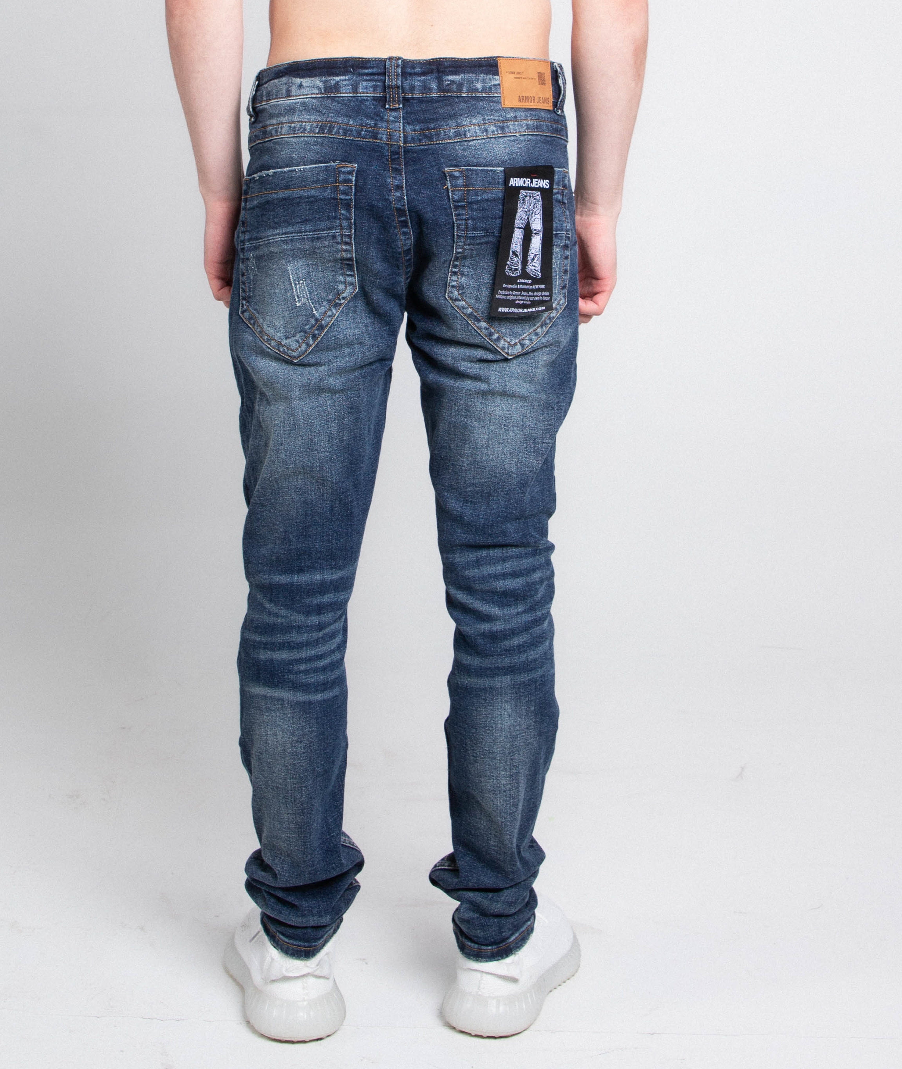 A403 SMALL RIPPED MID-RISE SKINNY JEANS ARMOR JEANS