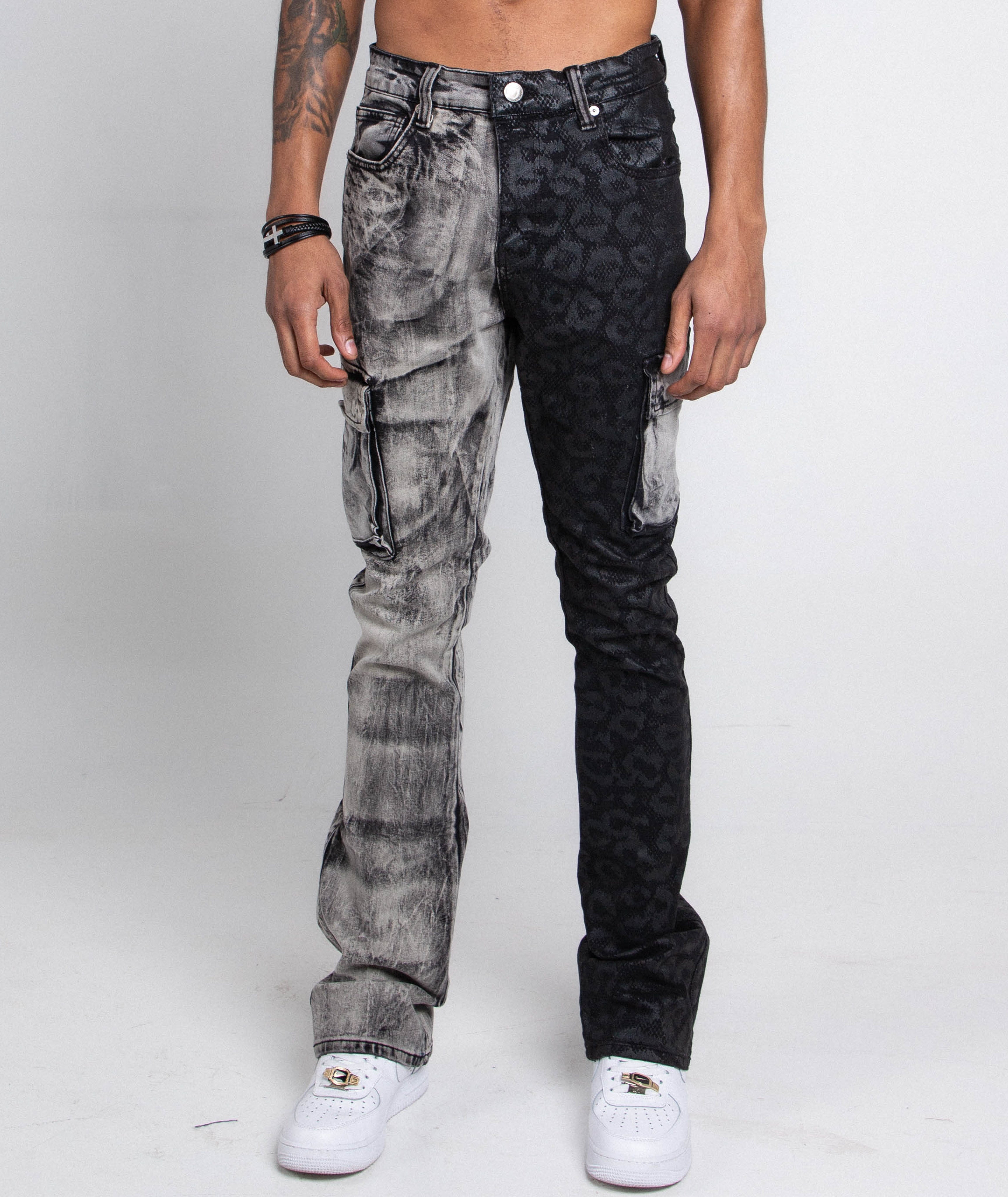 AJ33SK-2 BLACK LACE STACKED JEANS ARMOR JEANS