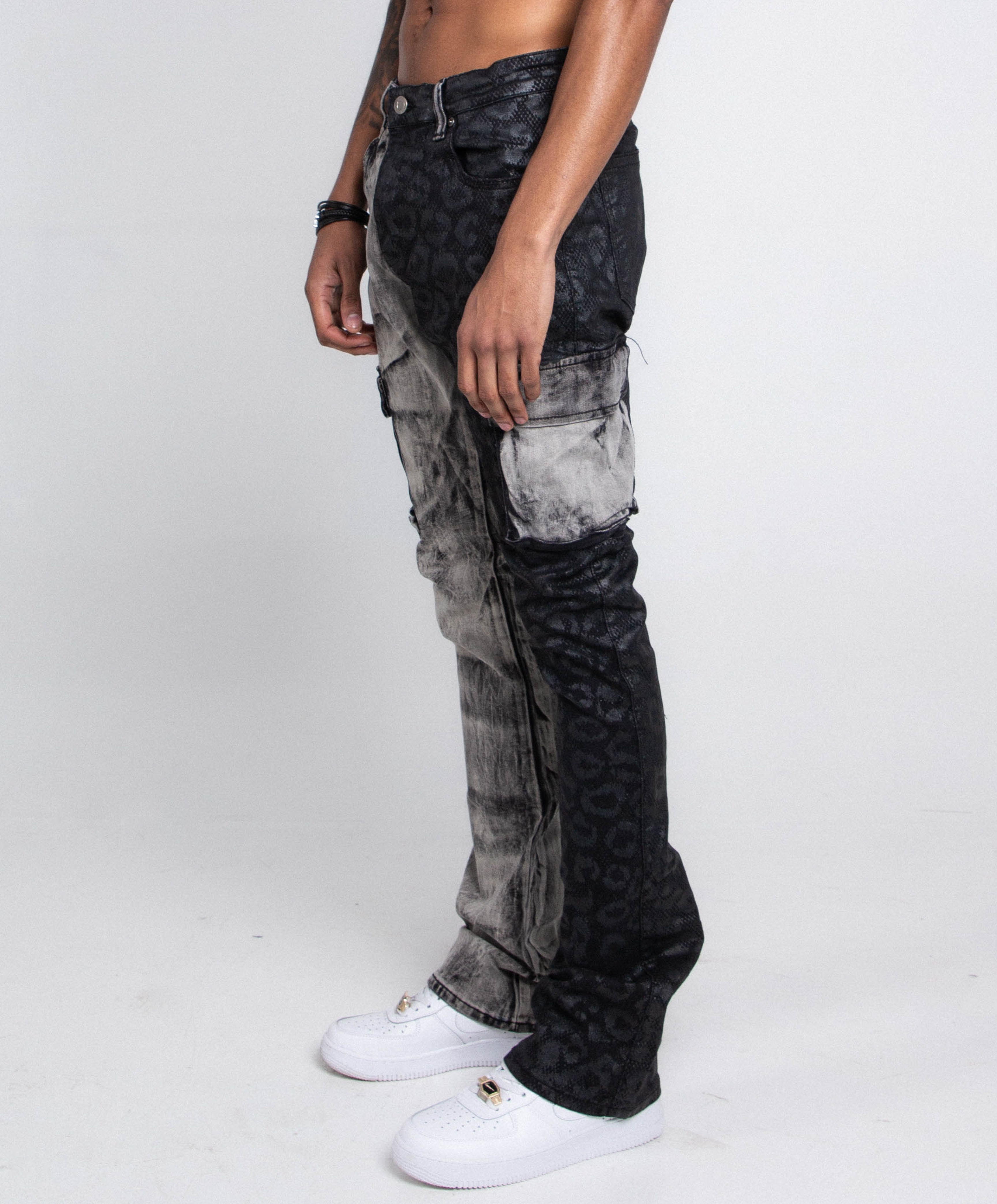 AJ33SK-2 BLACK LACE STACKED JEANS ARMOR JEANS