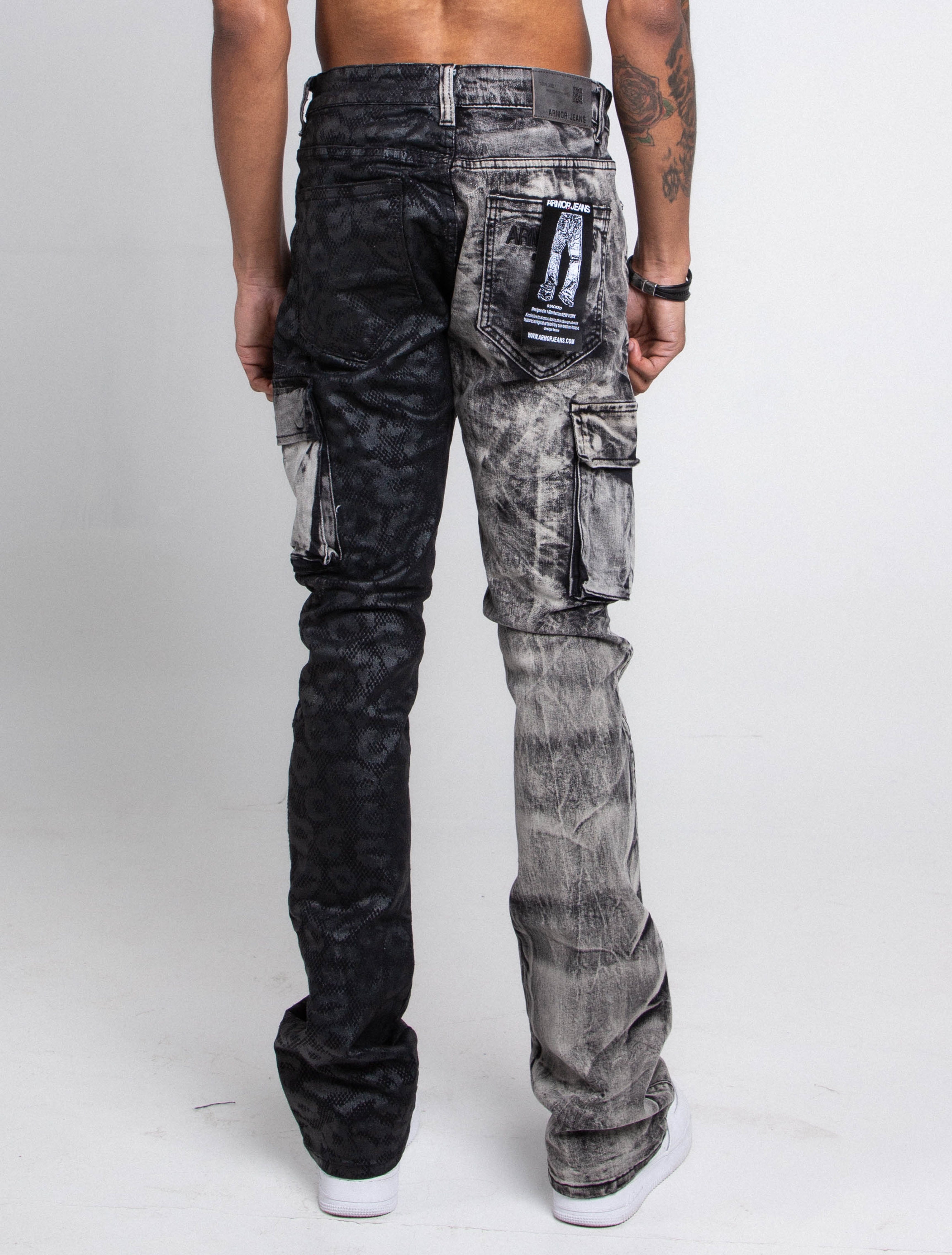AJ33SK-2 BLACK LACE STACKED JEANS ARMOR JEANS