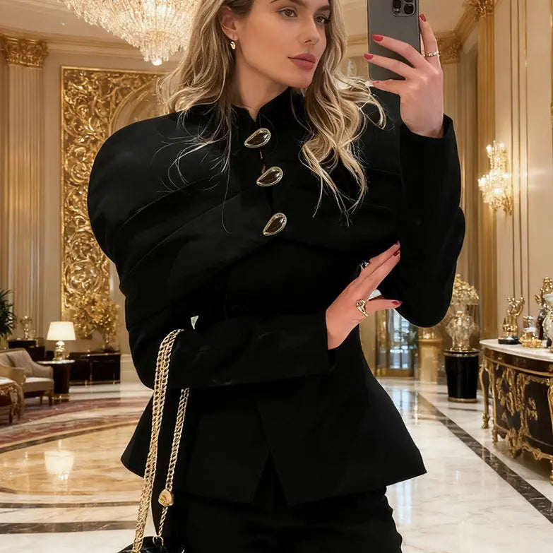 Autumn Winter Office Women Clothing Chanel Coat High Sense Mild Luxury Retro Black Slim Top Perfecsy