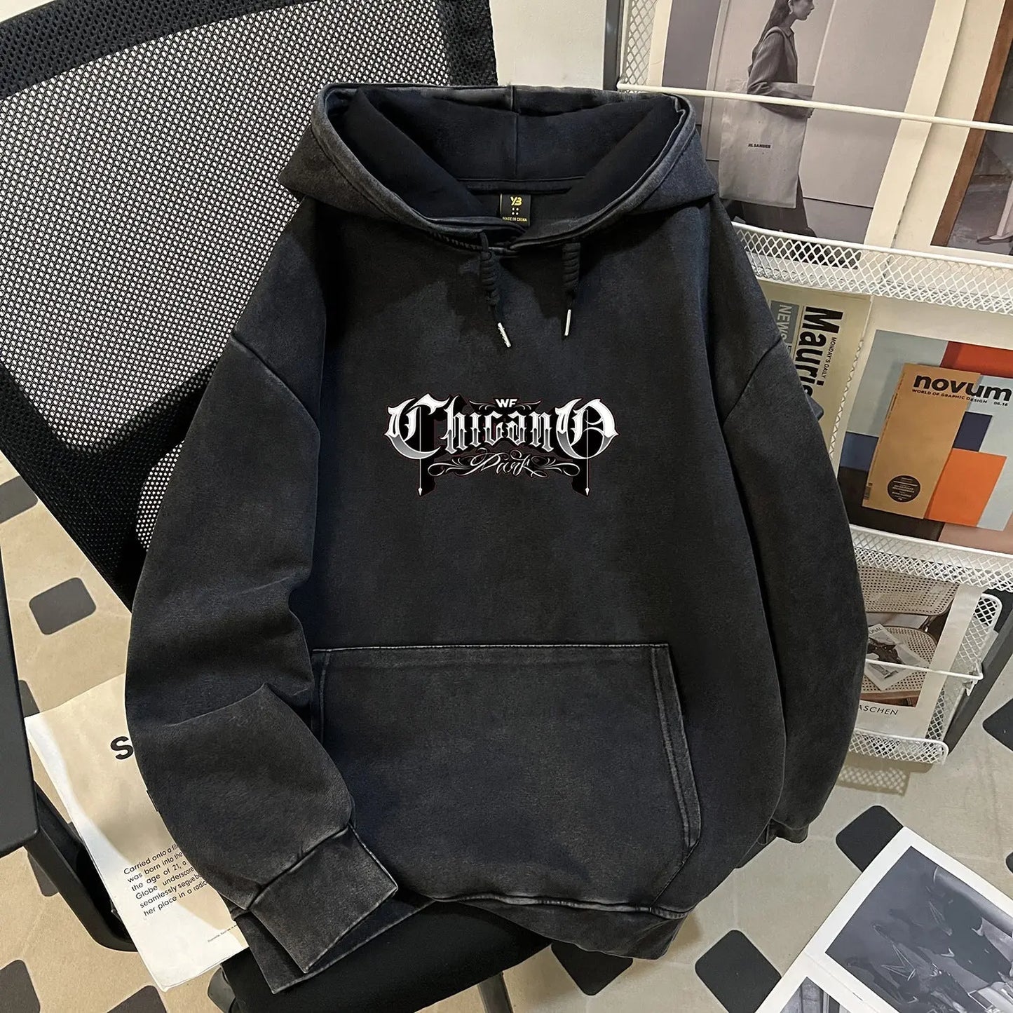 Autumn Winter Pure Cotton Cotton Composite Casual Trend Vintage Batik Washed Distressed Hooded Sweater Perfecsy