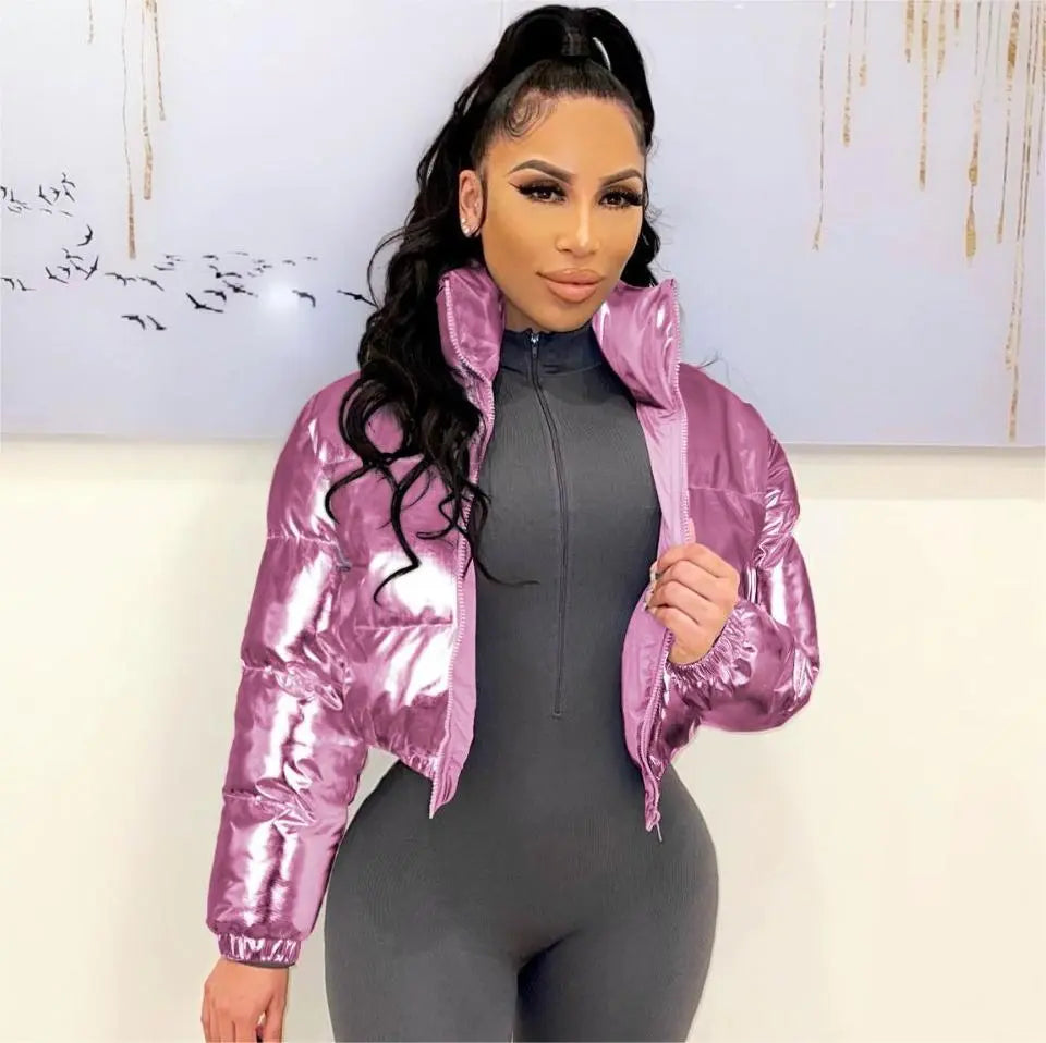 Autumn Winter Women Clothing Bronzing North Trendy Cotton Padded Coat Casual Short Jacket Coat Perfecsy