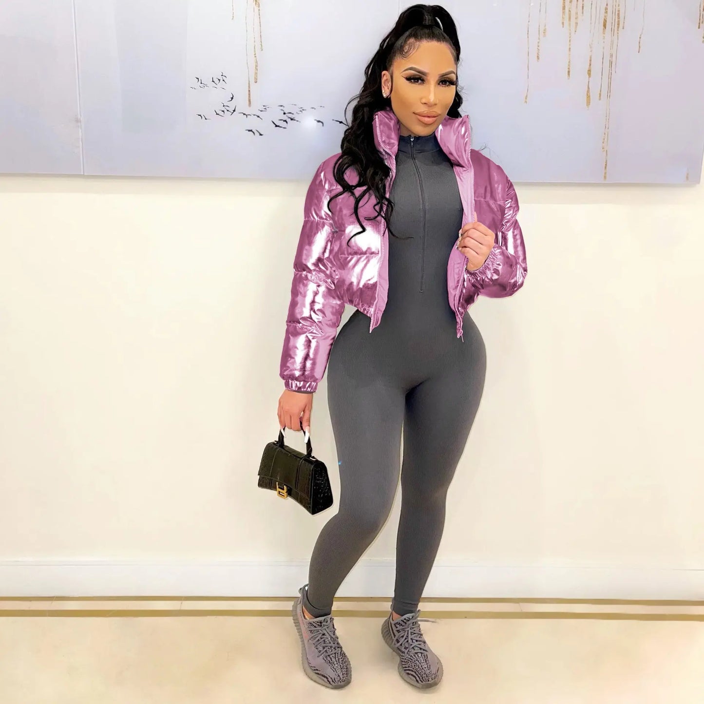 Autumn Winter Women Clothing Bronzing North Trendy Cotton Padded Coat Casual Short Jacket Coat Perfecsy