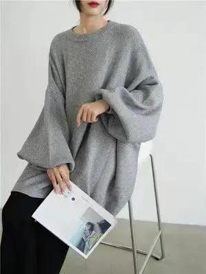 Batwing Sleeves Loose Solid Color Sweater Top Plush Fashion Hub