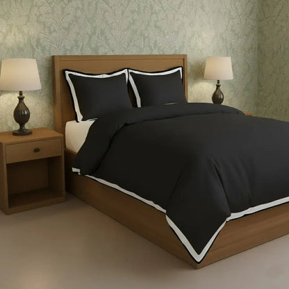 Black & White Border Frame Duvet Cover Set - Plush Fashion Hub