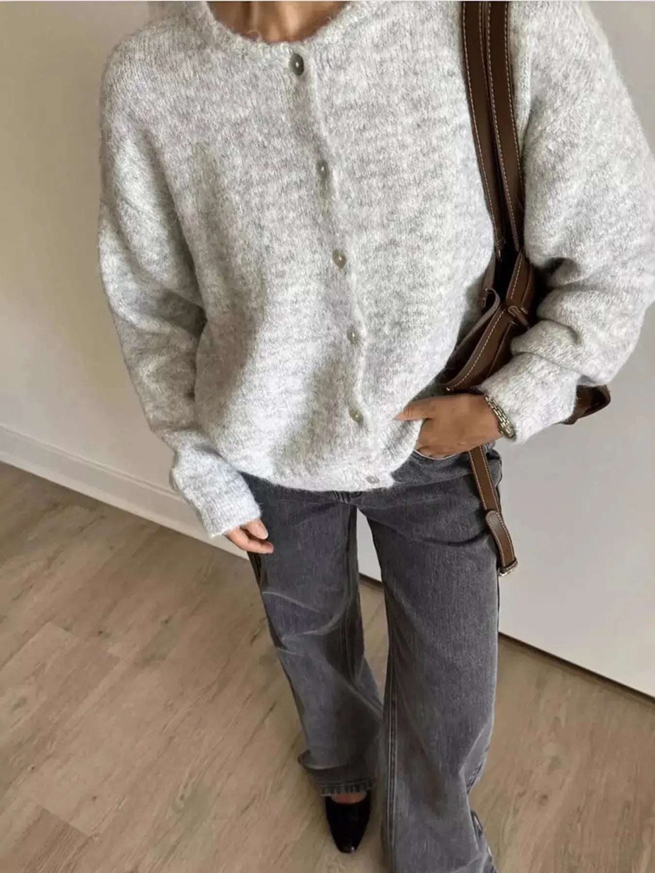 Button Up Long Sleeve Cardigan - Plush Fashion Hub