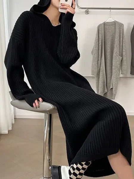 Casual Hooded Knitted Long Dress PAINEVIDA 34.99