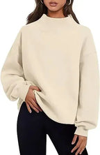 Casual Style Fleece Shirt Thick Half Turtleneck Loose Women's Sweater - Plush Fashion Hub