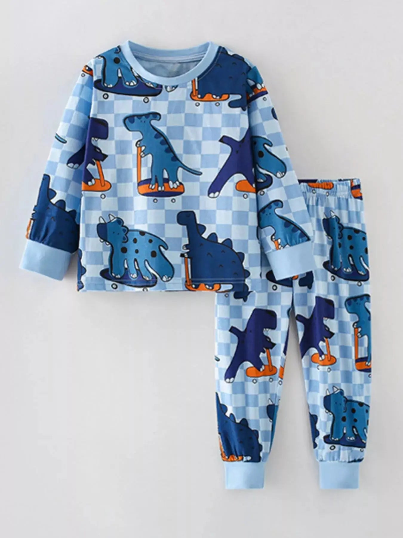 Children's Dinosaur Print Top and Pants Pajama Set - Plush Fashion Hub