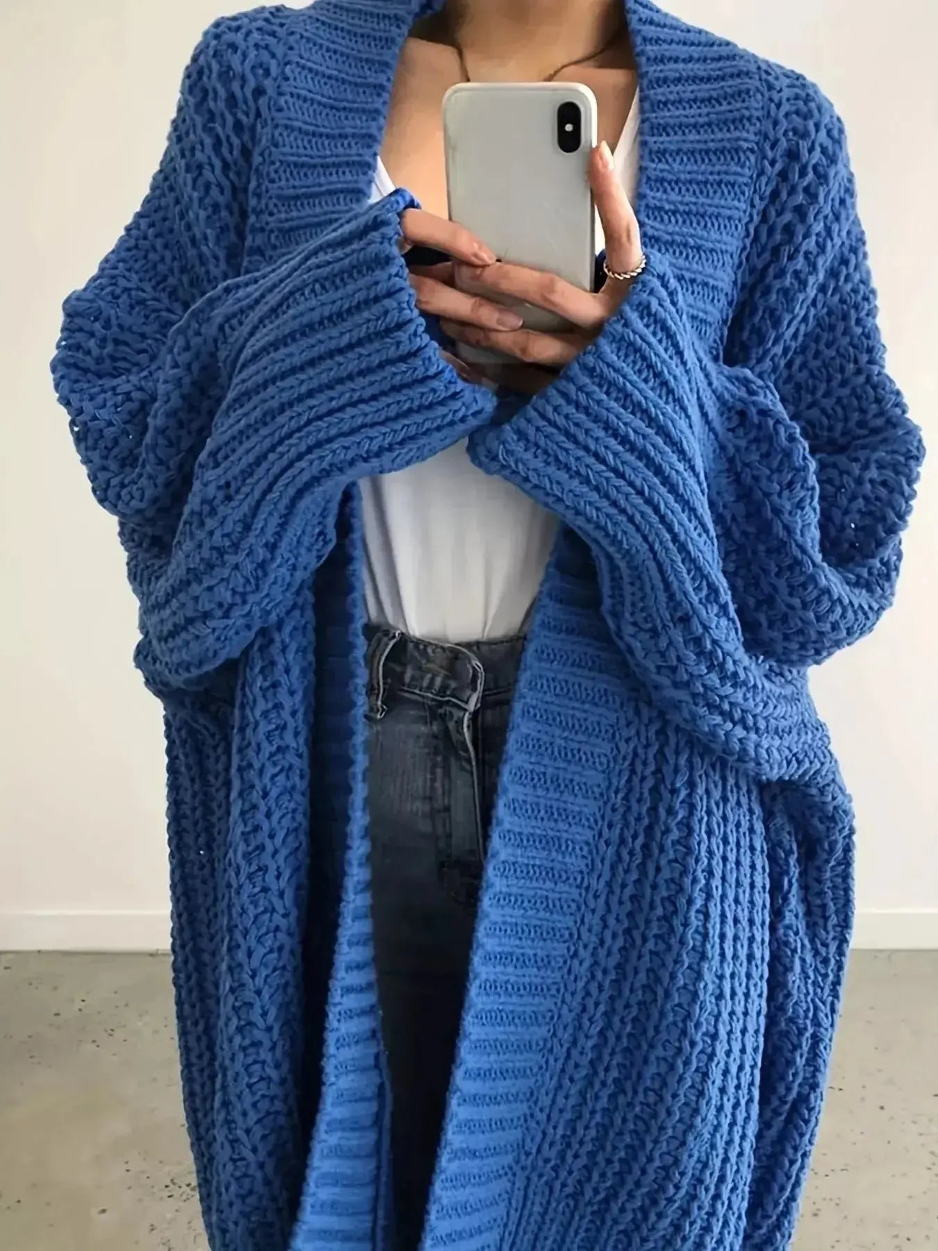 Chunky Knit Open Front Cardigan - Plush Fashion Hub